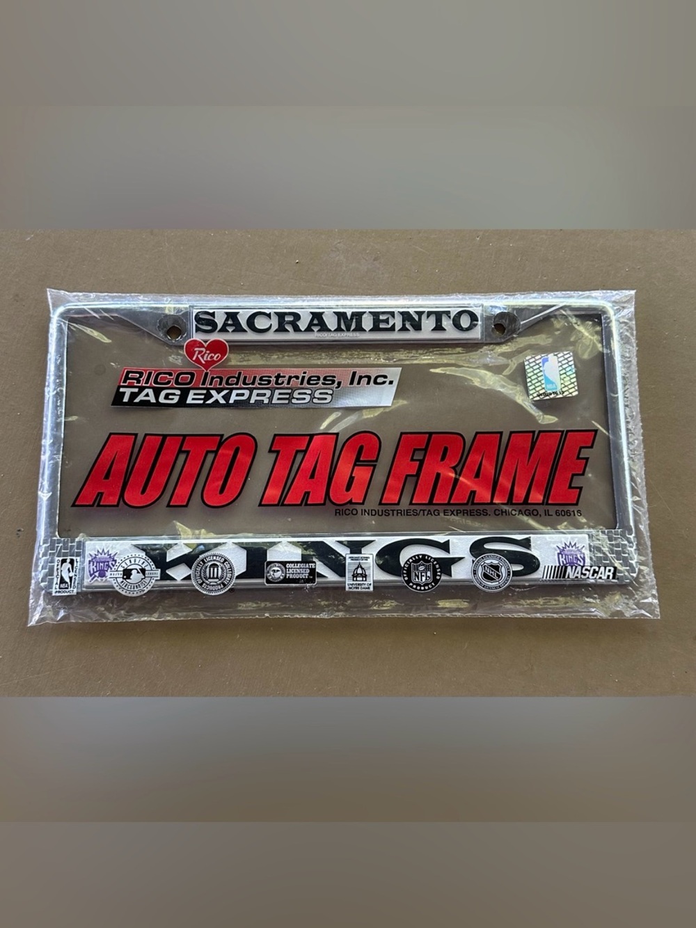 Vtg Y2K Sacramento Kings License Plate Frame NOS Sealed Rico Tag Express 2001
